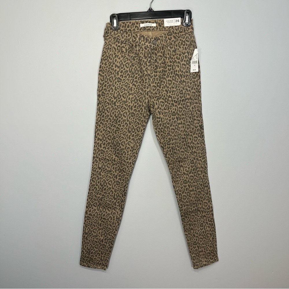 NEW Pacsun Pants Women’s 26 Tan Brown Cheetah Animal Print High Rise Jegging